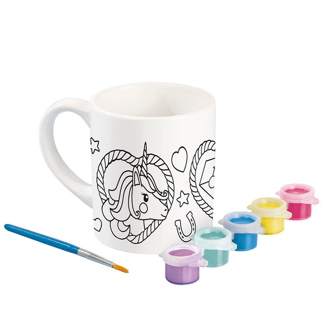 Taza Pinta tu propio unicornio Incluye pintura y pincel