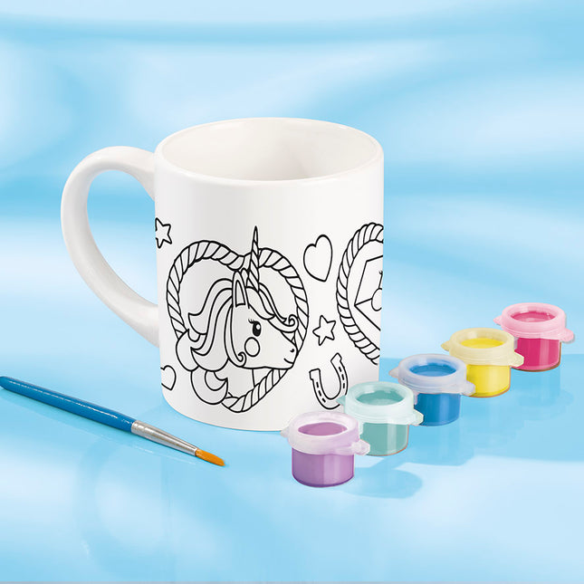 Taza Pinta tu propio unicornio Incluye pintura y pincel