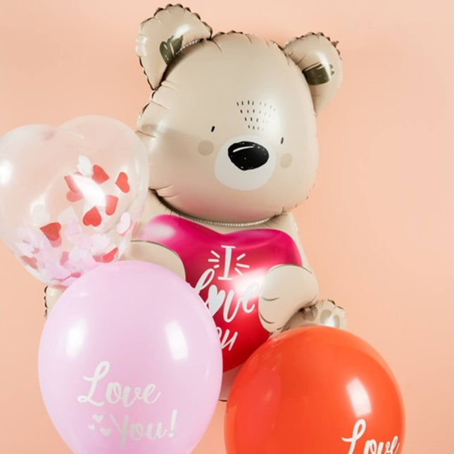 Globo de foil - Ombre Love - Oso marrón "Te quiero - 56 cm