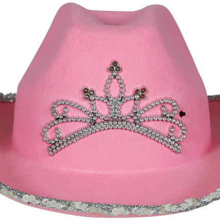 Sombrero vaquero de fieltro rosa, niños