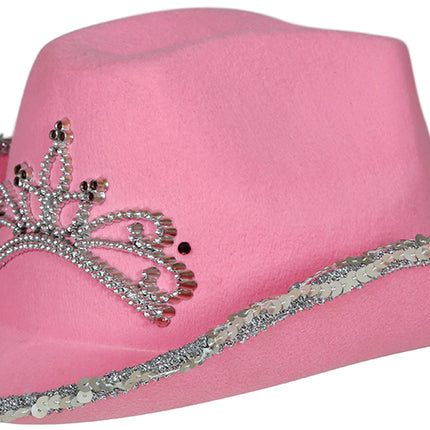 Sombrero vaquero de fieltro rosa, niños