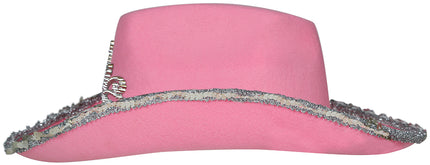 Sombrero vaquero de fieltro rosa, niños