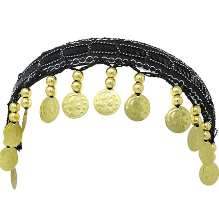 Diadema con monedas de oro negro, adultos