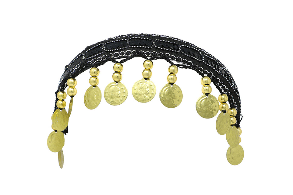 Diadema con monedas de oro negro, adultos