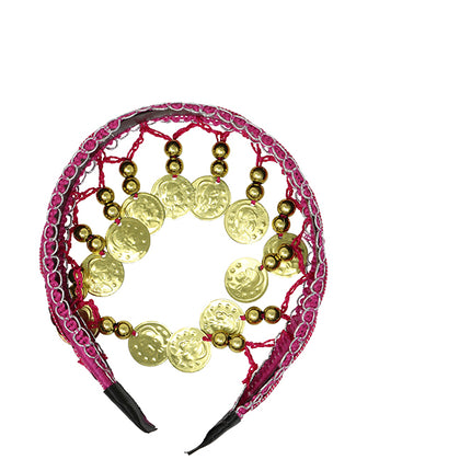 Diadema con monedas de oro fucsia, adultos