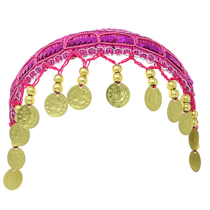 Diadema con monedas de oro fucsia, adultos