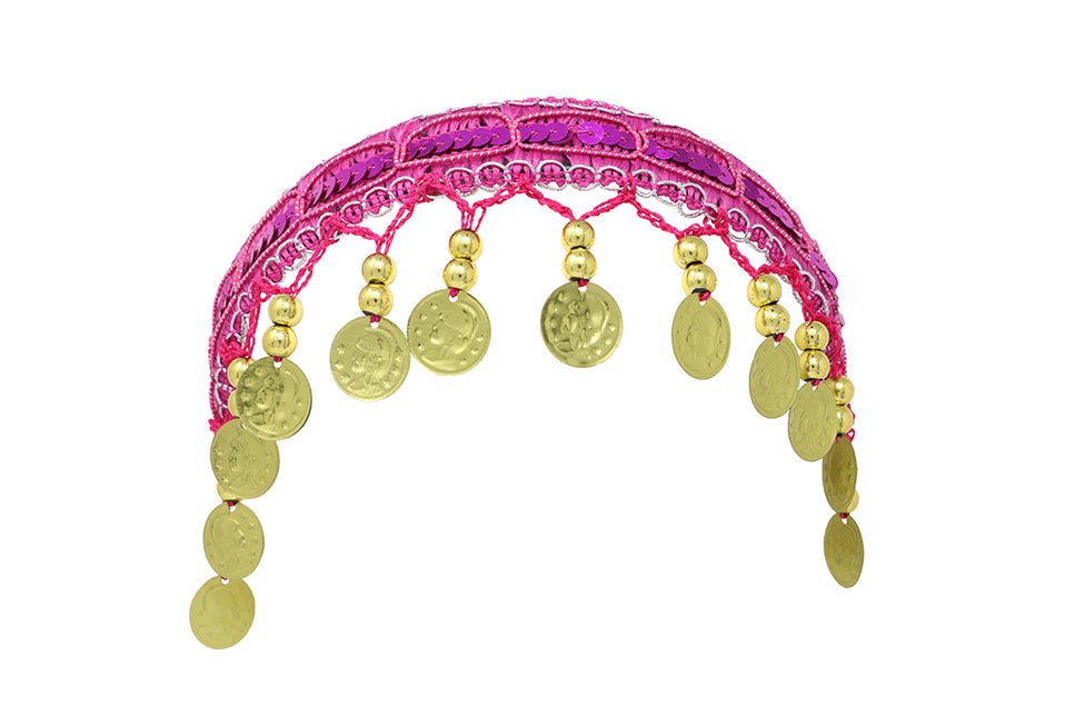 Diadema con monedas de oro fucsia, adultos