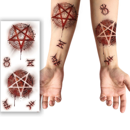 Tatuajes Falsos de Halloween Satánico 6 piezas