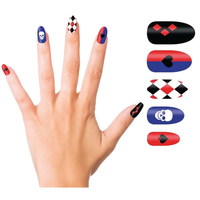 Halloween Uñas postizas Harley Quin 10pcs