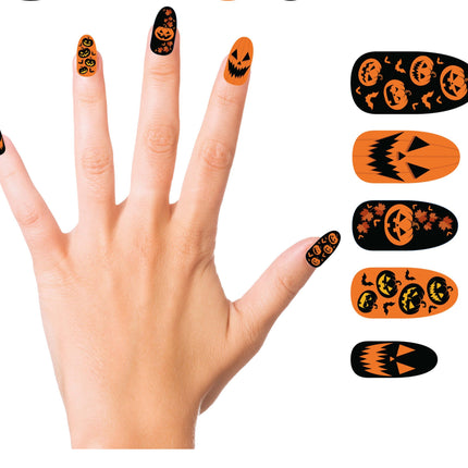 Halloween Uñas postizas Calabaza