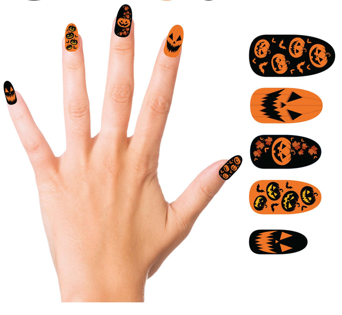 Halloween Uñas postizas Calabaza