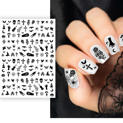 Pegatinas de Halloween para las uñas Negro