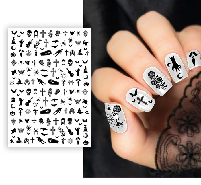 Pegatinas de Halloween para las uñas Negro