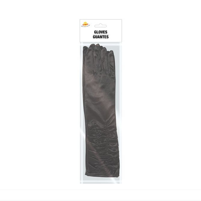 Guantes de Halloween Terciopelo Negro 45cm