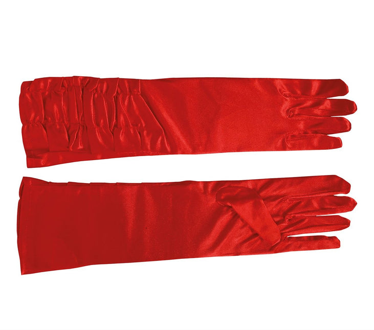 Guantes de Halloween Terciopelo Rojo 45cm