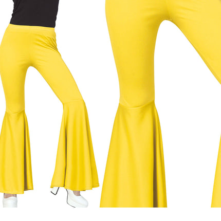 Pantalón Disco 70S Amarillo Mujer