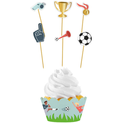 Set de Decoración para Cupcakes - Fútbol Fantástico - 6 piezas