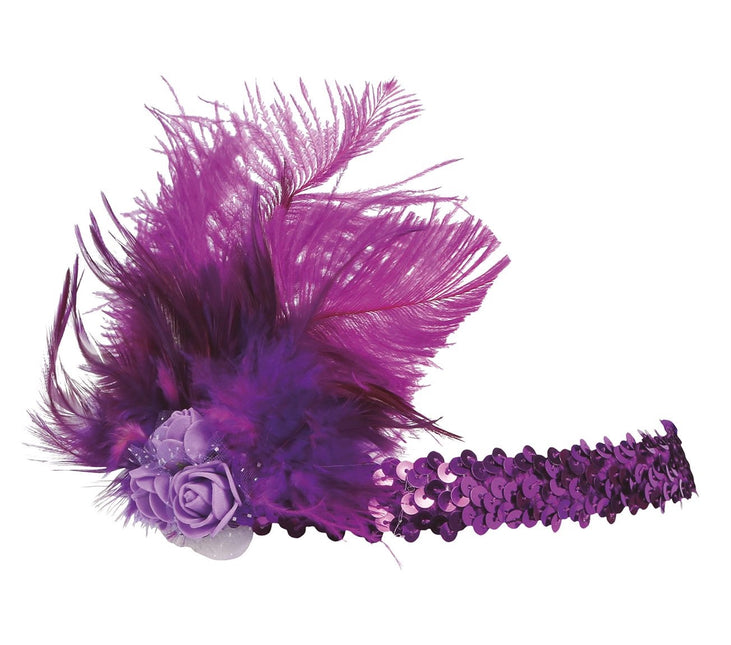 Plumas de diadema moradas