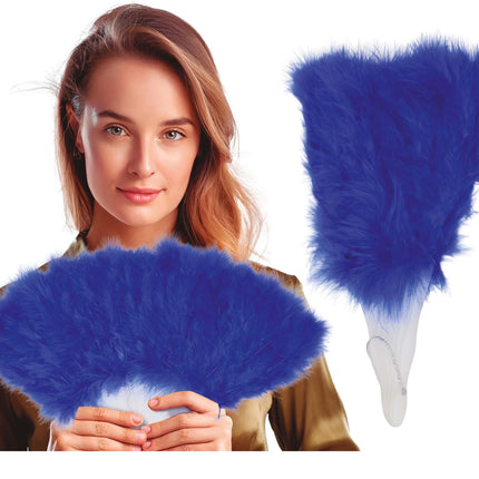 Abanico Plumas Azules