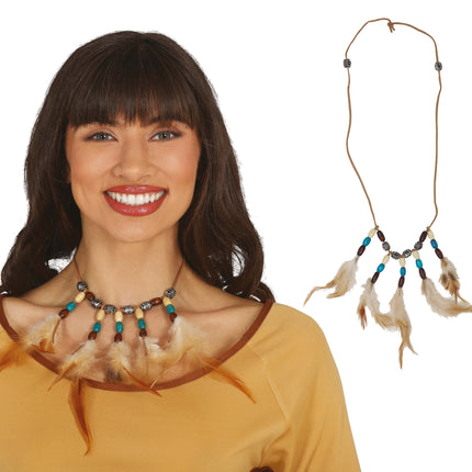 Collar de plumas indias