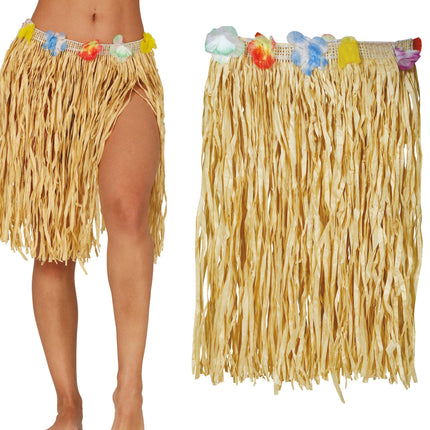 Falda de paja hawaiana 40 cms, adulto