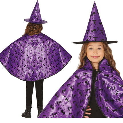 Conjunto Disfraz Halloween Bruja Púrpura Niña 2 piezas