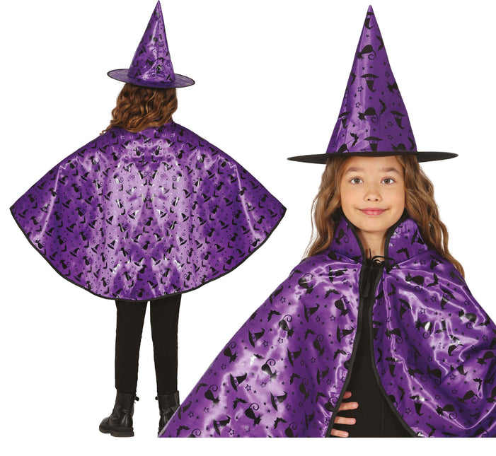 Conjunto Disfraz Halloween Bruja Púrpura Niña 2 piezas