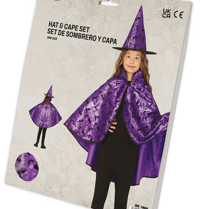 Conjunto Disfraz Halloween Bruja Púrpura Niña 2 piezas