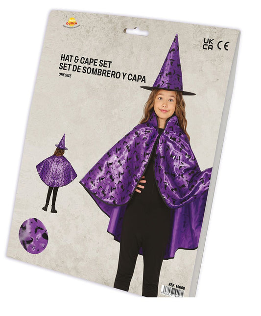 Conjunto Disfraz Halloween Bruja Púrpura Niña 2 piezas