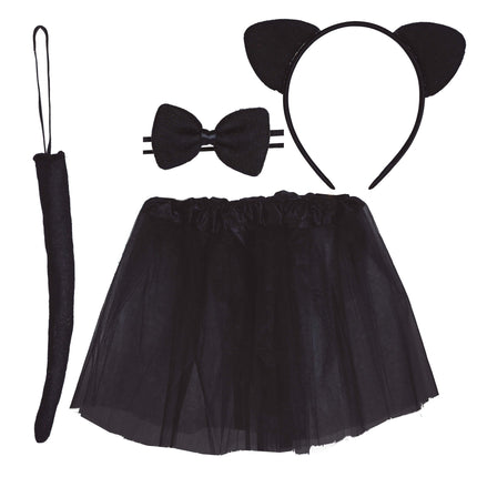 Conjunto Disfraz Halloween Gato Negro Niña 4 piezas