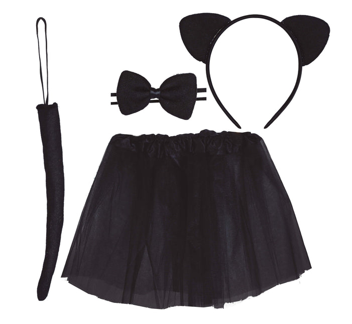 Conjunto Disfraz Halloween Gato Negro Niña 4 piezas