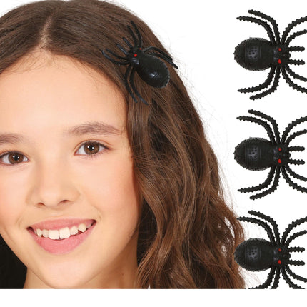 Pinza de pelo de Halloween Araña falsa 3cm 3pcs