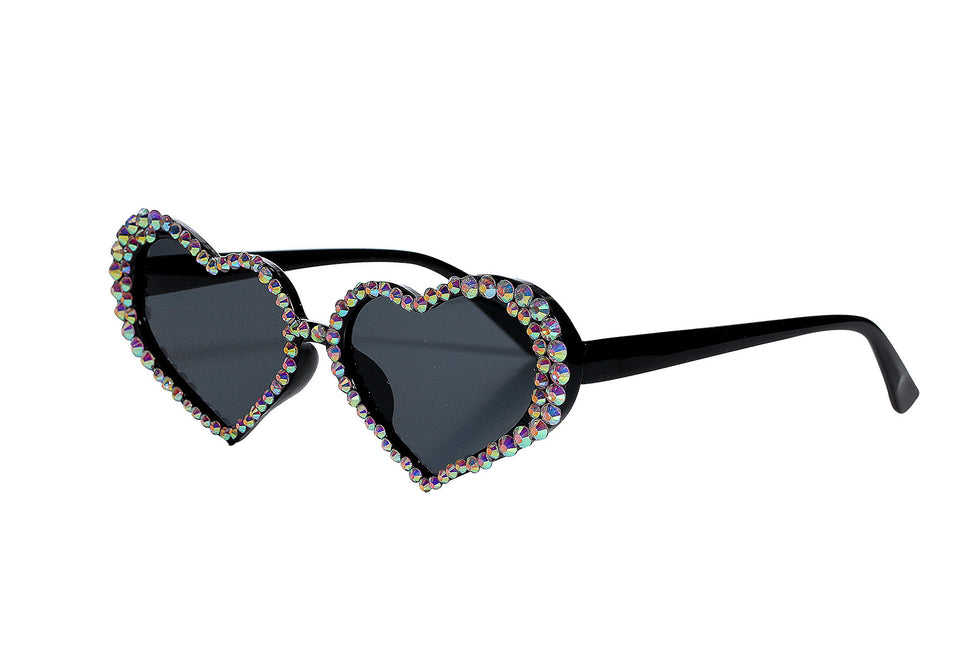 Gafas Negras Corazones Con Piedras