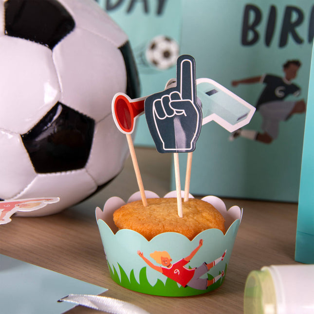 Set de Decoración para Cupcakes - Fútbol Fantástico - 6 piezas