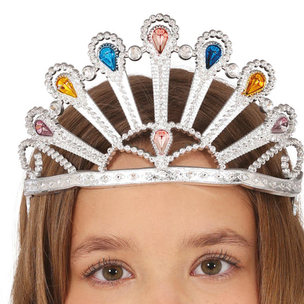 Tiara de plata con piedras preciosas, niños