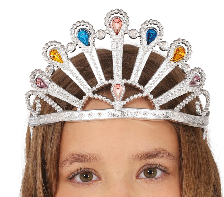 Tiara de plata con piedras preciosas, niños