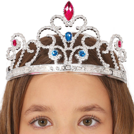 Tiara de plata con piedras preciosas, niños