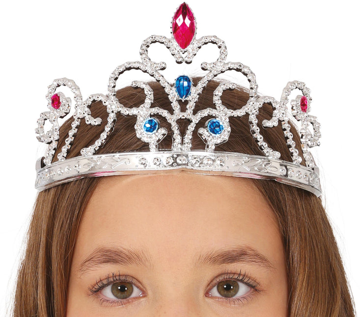 Tiara de plata con piedras preciosas, niños