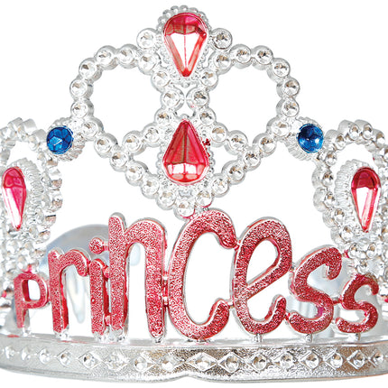 Tiara de princesa de plata con piedras preciosas, infantil