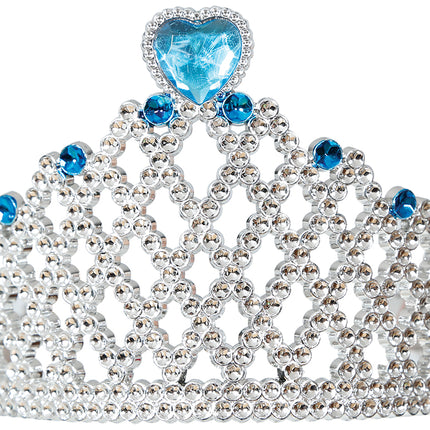 Princesa de hielo diadema de plata corazón azul, niños