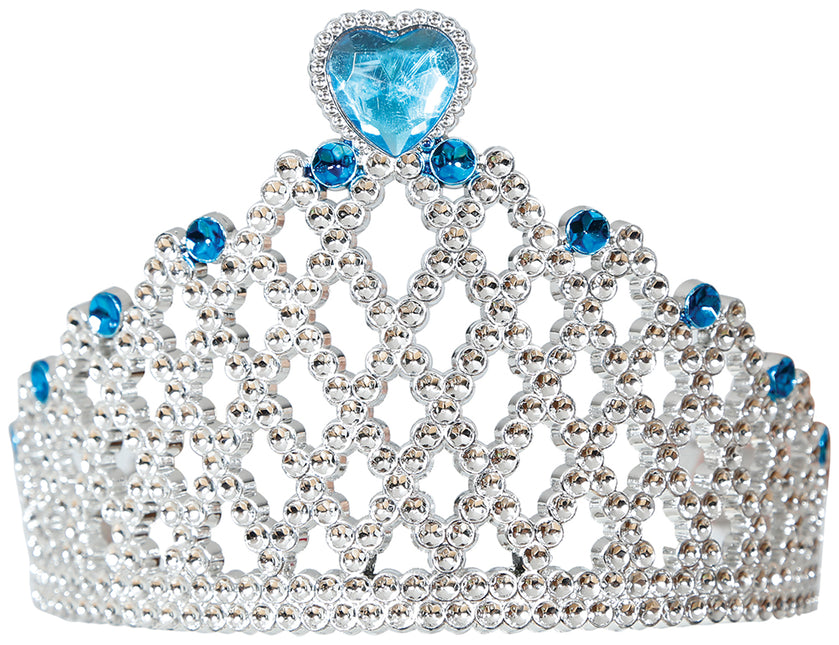 Princesa de hielo diadema de plata corazón azul, niños