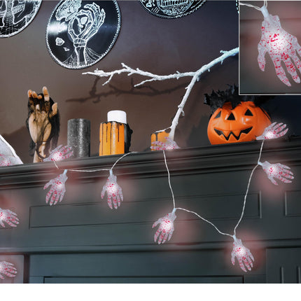 Guirnalda de luces de Halloween Mano de esqueleto LED 1,15 m