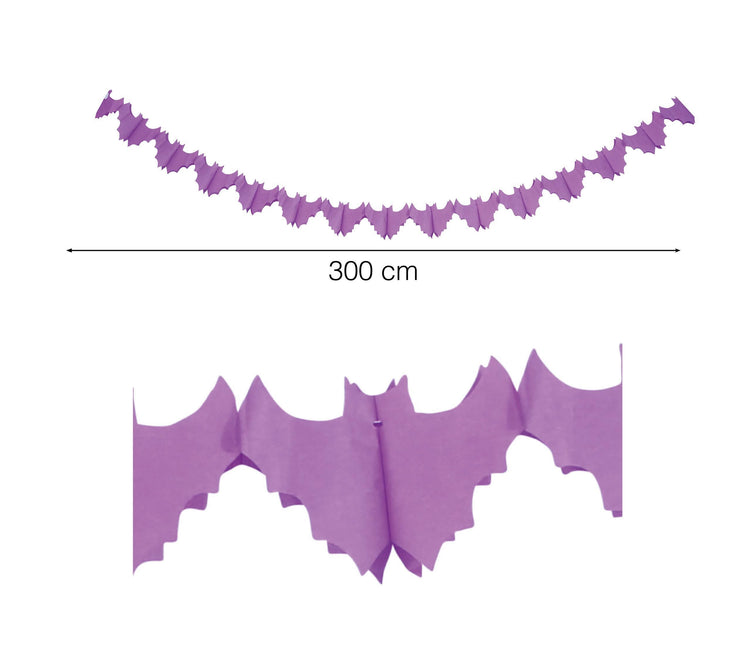 Guirnalda de Halloween Murciélagos Morados 3m