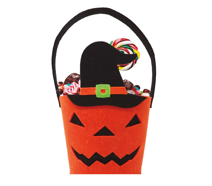 Cesta Halloween Calabaza Sombrero de Bruja 25cm