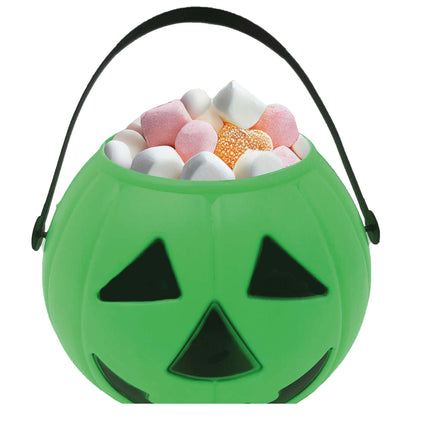 Cubo de caramelos de Halloween verde Calabaza 15cm