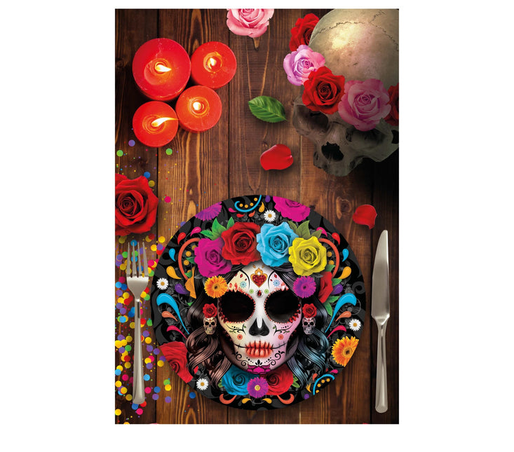 Platos de Halloween Cabeza de Muerte 23cm