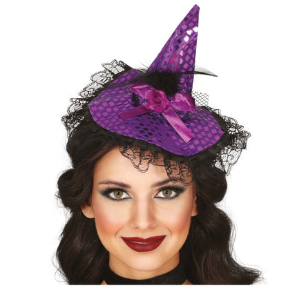 Diadema de Halloween Sombrero de Bruja Morado