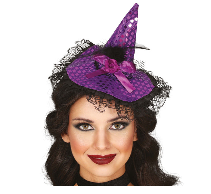 Diadema de Halloween Sombrero de Bruja Morado