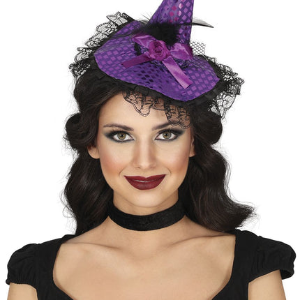 Diadema de Halloween Sombrero de Bruja Morado