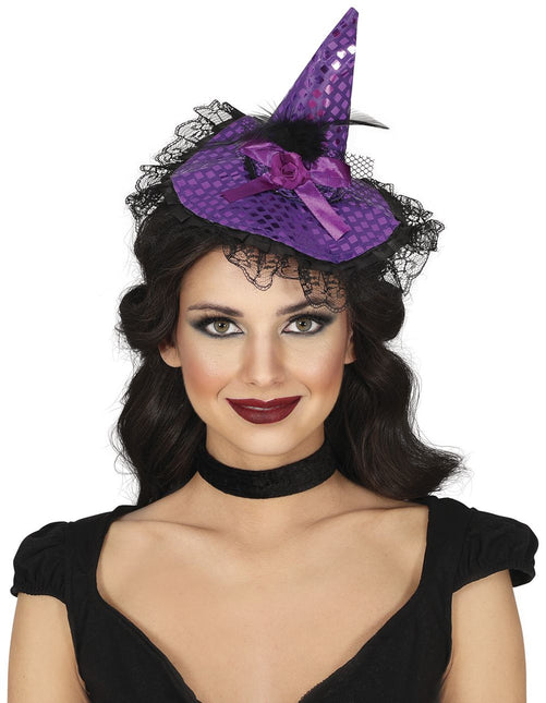 Diadema de Halloween Sombrero de Bruja Morado